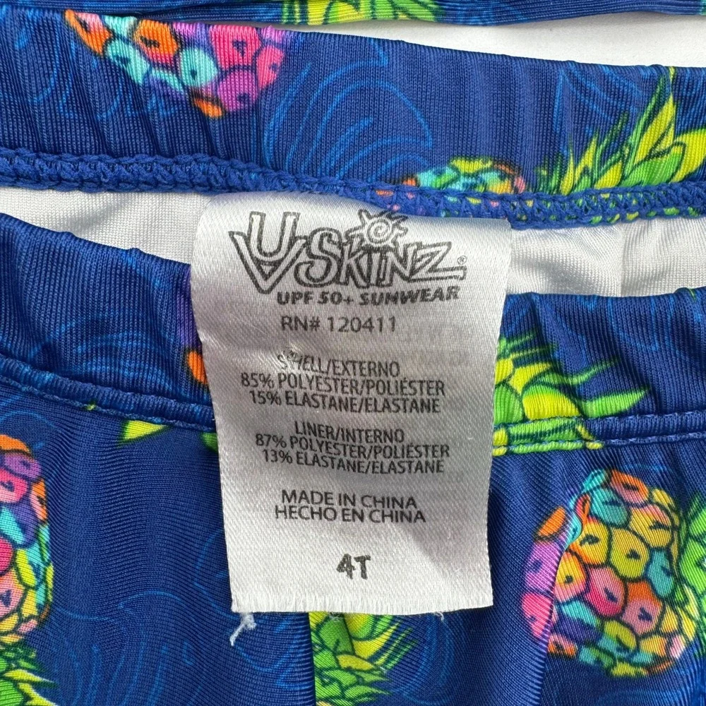 UV Skinz UPF‎ 50+ Pineapple Rash Guard Swim Set Girls Size 4T Long Sleeve